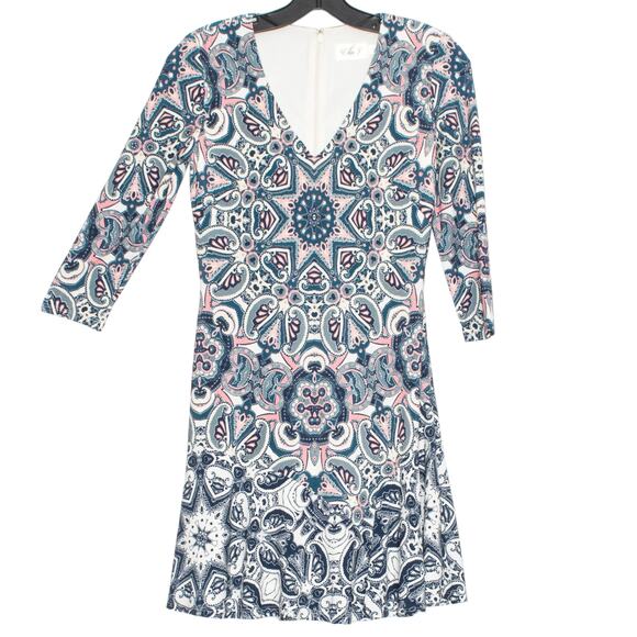 Eliza J Dress 3/4 Sleeve Boho Girly Romantic Hippie Retro Festival Blue 0 Petite - Picture 7 of 7